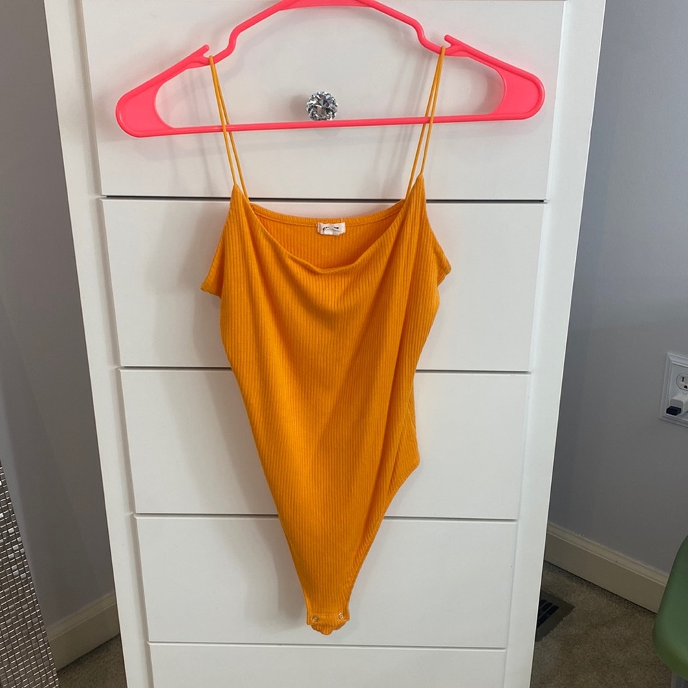 Orange Ribbed Bodysuit